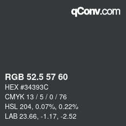 Color code: RGB 52.5 57 60 | qconv.com