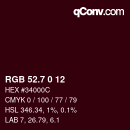 カラーコード: RGB 52.7 0 12 | qconv.com