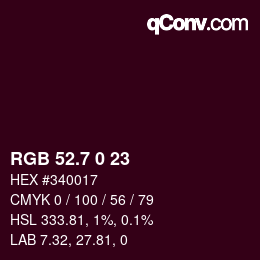 カラーコード: RGB 52.7 0 23 | qconv.com