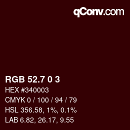 カラーコード: RGB 52.7 0 3 | qconv.com