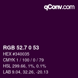 カラーコード: RGB 52.7 0 53 | qconv.com