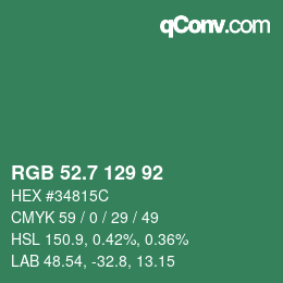 カラーコード: RGB 52.7 129 92 | qconv.com