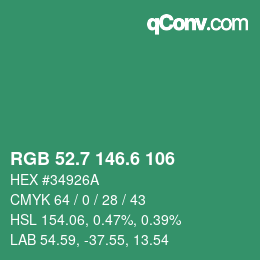カラーコード: RGB 52.7 146.6 106 | qconv.com
