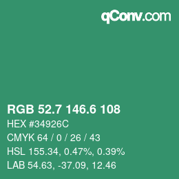 カラーコード: RGB 52.7 146.6 108 | qconv.com