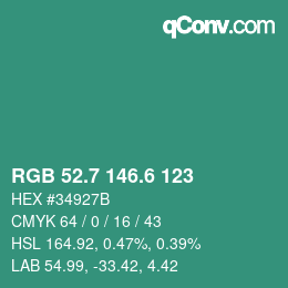 カラーコード: RGB 52.7 146.6 123 | qconv.com