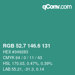 カラーコード: RGB 52.7 146.6 131 | qconv.com