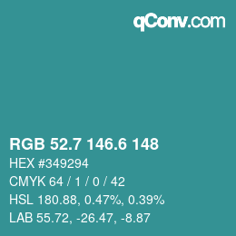 カラーコード: RGB 52.7 146.6 148 | qconv.com