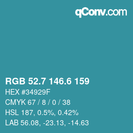 カラーコード: RGB 52.7 146.6 159 | qconv.com