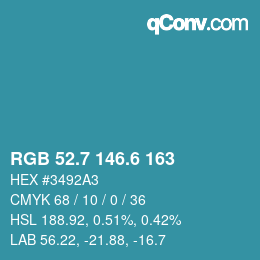 カラーコード: RGB 52.7 146.6 163 | qconv.com