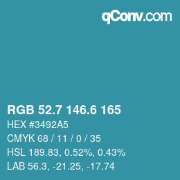カラーコード: RGB 52.7 146.6 165 | qconv.com