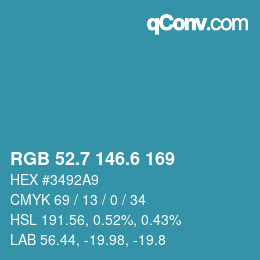 カラーコード: RGB 52.7 146.6 169 | qconv.com