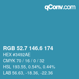 カラーコード: RGB 52.7 146.6 174 | qconv.com