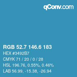 カラーコード: RGB 52.7 146.6 183 | qconv.com