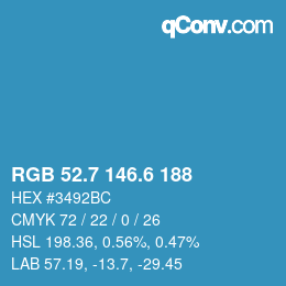 カラーコード: RGB 52.7 146.6 188 | qconv.com