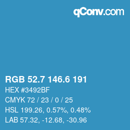 カラーコード: RGB 52.7 146.6 191 | qconv.com