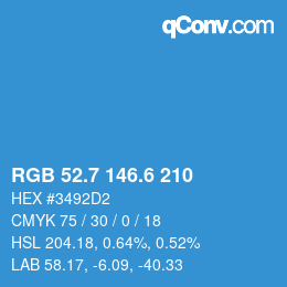 カラーコード: RGB 52.7 146.6 210 | qconv.com