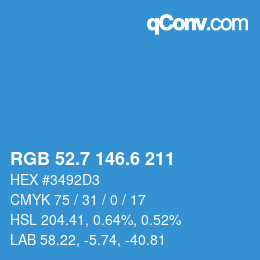 カラーコード: RGB 52.7 146.6 211 | qconv.com