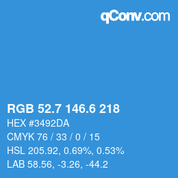 カラーコード: RGB 52.7 146.6 218 | qconv.com