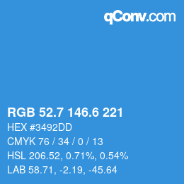 カラーコード: RGB 52.7 146.6 221 | qconv.com