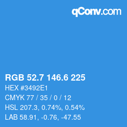 カラーコード: RGB 52.7 146.6 225 | qconv.com