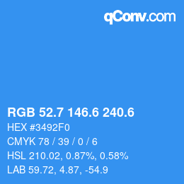 カラーコード: RGB 52.7 146.6 240.6 | qconv.com