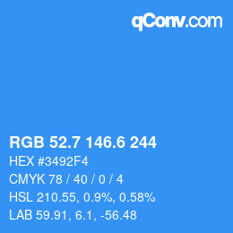 カラーコード: RGB 52.7 146.6 244 | qconv.com