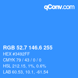 カラーコード: RGB 52.7 146.6 255 | qconv.com