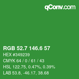 カラーコード: RGB 52.7 146.6 57 | qconv.com