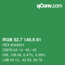 カラーコード: RGB 52.7 146.6 81 | qconv.com