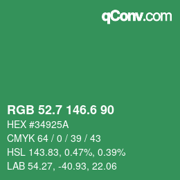 カラーコード: RGB 52.7 146.6 90 | qconv.com