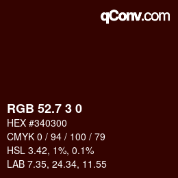 カラーコード: RGB 52.7 3 0 | qconv.com