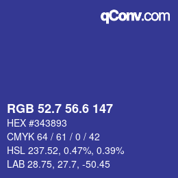 カラーコード: RGB 52.7 56.6 147 | qconv.com