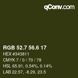 カラーコード: RGB 52.7 56.6 17 | qconv.com
