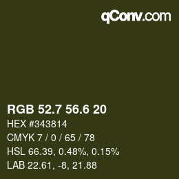 カラーコード: RGB 52.7 56.6 20 | qconv.com