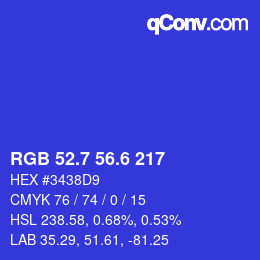 カラーコード: RGB 52.7 56.6 217 | qconv.com