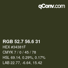 カラーコード: RGB 52.7 56.6 31 | qconv.com
