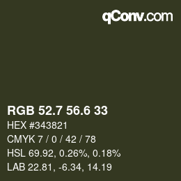 カラーコード: RGB 52.7 56.6 33 | qconv.com