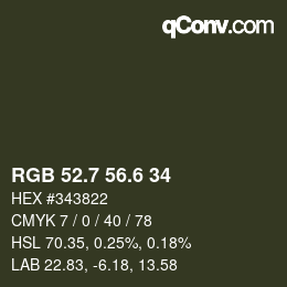 カラーコード: RGB 52.7 56.6 34 | qconv.com