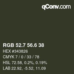 カラーコード: RGB 52.7 56.6 38 | qconv.com