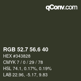 カラーコード: RGB 52.7 56.6 40 | qconv.com