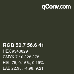 カラーコード: RGB 52.7 56.6 41 | qconv.com