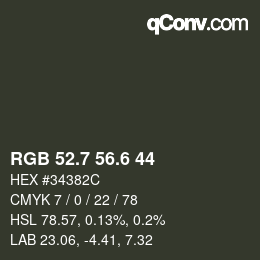 カラーコード: RGB 52.7 56.6 44 | qconv.com