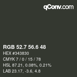 カラーコード: RGB 52.7 56.6 48 | qconv.com