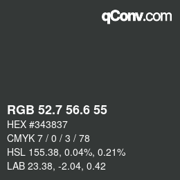カラーコード: RGB 52.7 56.6 55 | qconv.com