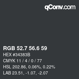 カラーコード: RGB 52.7 56.6 59 | qconv.com