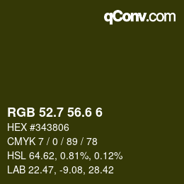 カラーコード: RGB 52.7 56.6 6 | qconv.com
