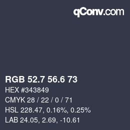カラーコード: RGB 52.7 56.6 73 | qconv.com