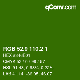 カラーコード: RGB 52.9 110.2 1 | qconv.com