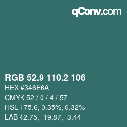 Color code: RGB 52.9 110.2 106 | qconv.com