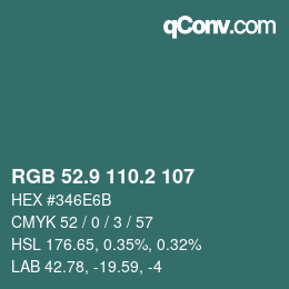 カラーコード: RGB 52.9 110.2 107 | qconv.com